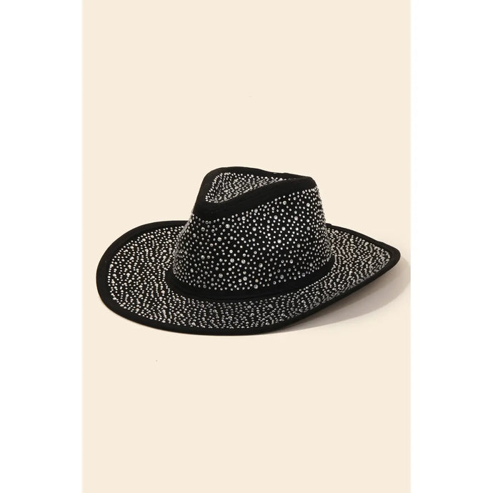 Rhinestone Studded Cowboy Hat Black