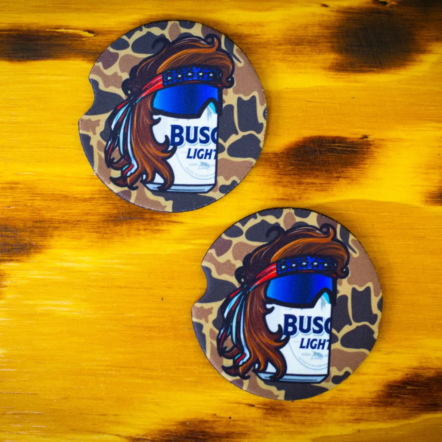 Scent South Mullet Busch Old School Camo Car Coasters