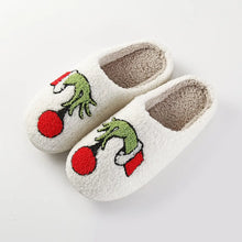 Load image into Gallery viewer, Grinchmas is Here Fuzzy Slippers