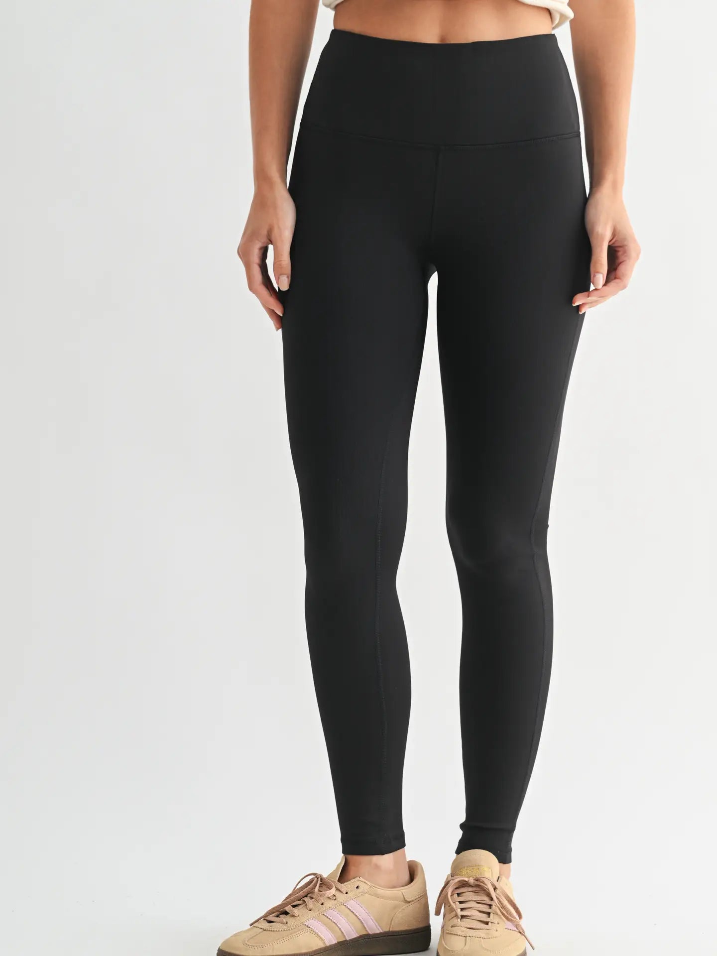 For Greater Ribbed High-Waisted Leggings in Black