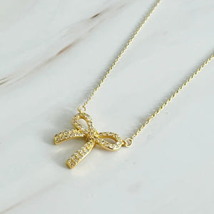 Simply Shine Gold Bow Necklace