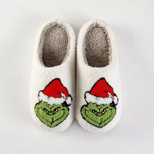 Load image into Gallery viewer, Jazzercize Grinch Fuzzy Slippers