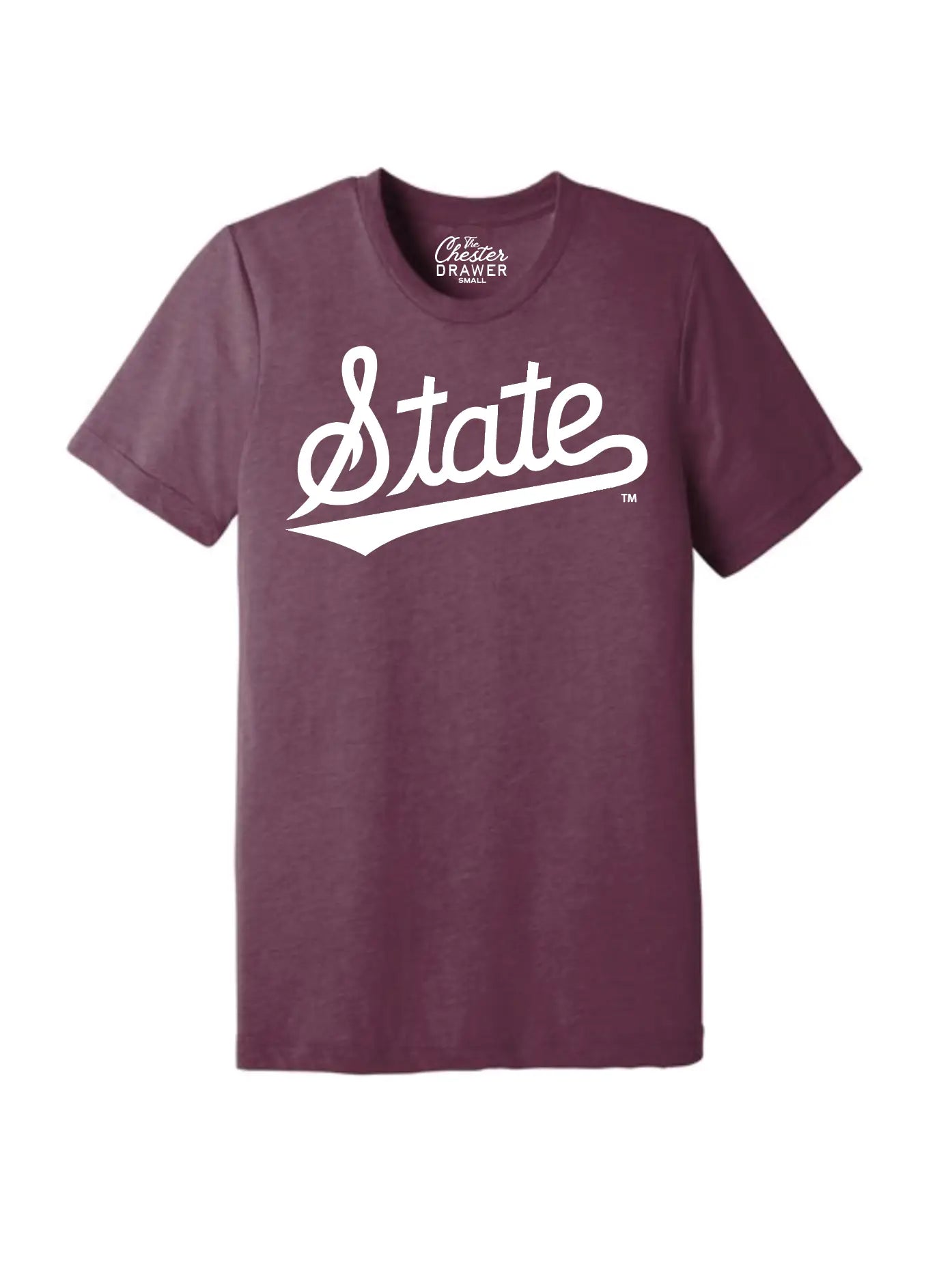 State Script SS Tee in Maroon