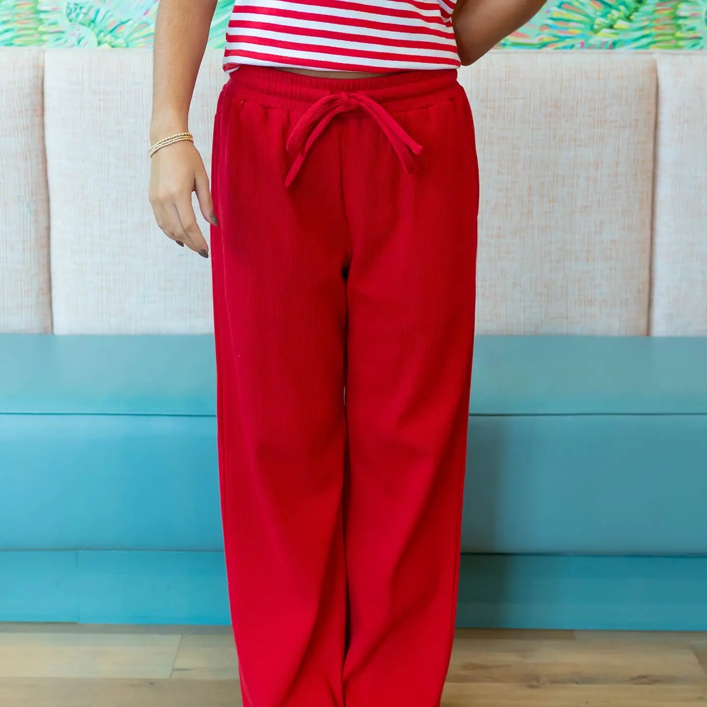 Lulu Mac Waffle Pants in Red