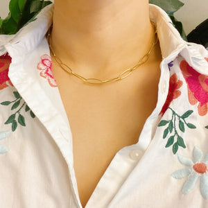 Charming Gold Paper Clip Chain Necklace