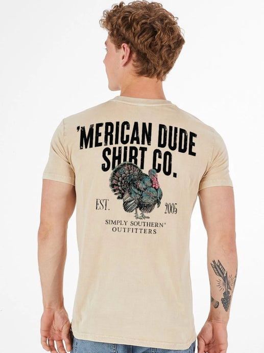 Simply Southern Men's 'Merican Dude With Turkey SS Tee