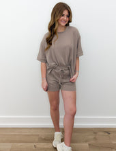 Load image into Gallery viewer, Keep You Thinking SS Top &amp; Shorts Set in Mocha