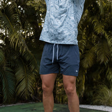 Load image into Gallery viewer, Burlebo 7" Athletic Shorts in Heather Navy with American Flag Liner