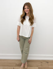 Load image into Gallery viewer, Want It All Linen Lace SS Blouse Top