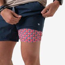 Load image into Gallery viewer, Burlebo 7" Athletic Shorts in Heather Navy with American Flag Liner