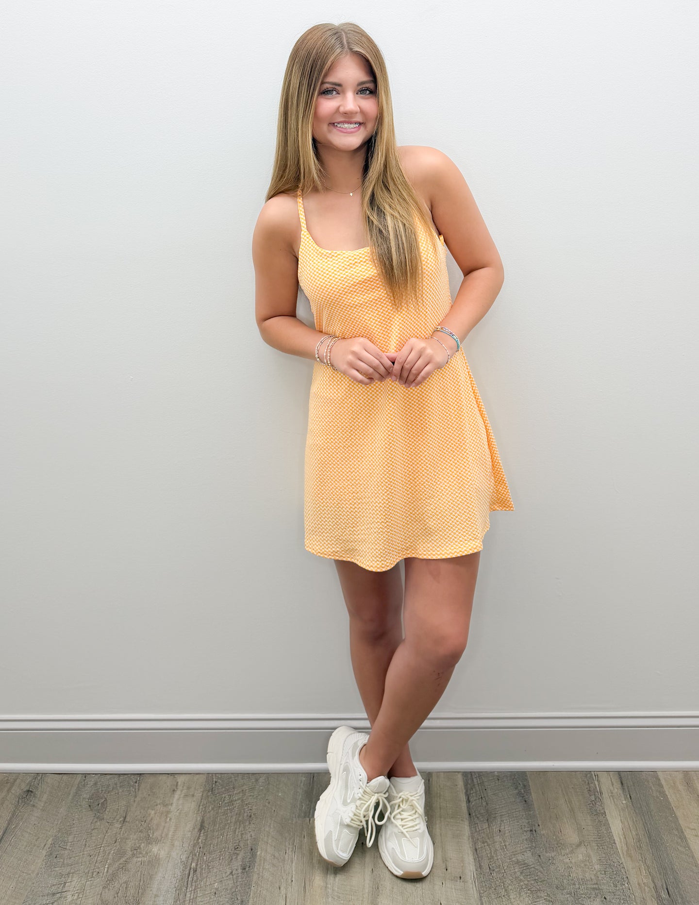 Should've Anyways Textured Knit Tennis Dress Yellow / Medium