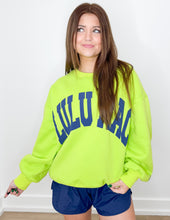 Load image into Gallery viewer, Lulu Mac Logo Sweatshirt in Chartruese/Deep Blue