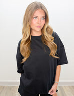 Lulu Mac SS Terry Cloth Top in Black