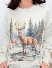Load image into Gallery viewer, Retro Deer Scene Sweatshirt in Cream