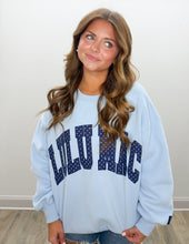 Load image into Gallery viewer, Lulu Mac Polka Dot Sweatshirt in Lt Blue/Navy