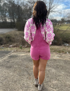 I Hope You Know Knot Strap Romper Hot Pink