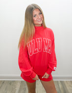 Lulu Mac Stitch Mockneck Terry Cloth Sweatshirt in Red