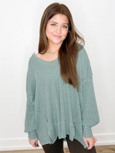 Load image into Gallery viewer, Don't Really Care Waffle Knit Oversized LS Top in Silky Pine