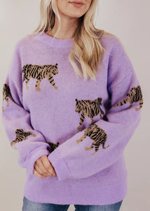 Typically Yours Tiger Sweater Lavender