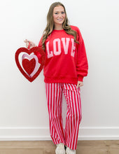 Load image into Gallery viewer, Lulu Mac Red LOVE Sweatshirt with Pink Gingham