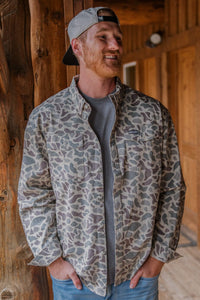 Burlebo Classic Deer Camo Cotton Twill Long Sleeve Button Up