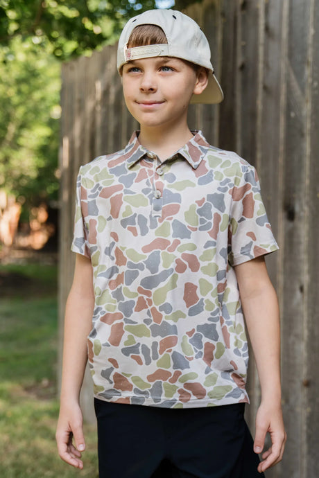 Burlebo Driftwood Camo Youth Performance Polo