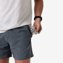 Load image into Gallery viewer, Burlebo 5.5" Everyday Shorts in River Rock Grey with Classic Deer Camo Pockets