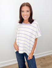 Load image into Gallery viewer, She Didn't Striped Oversize Sweater Top in Lavender