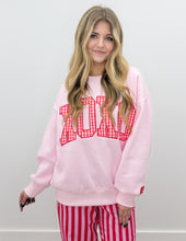 Load image into Gallery viewer, Lulu Mac Pink XOXO Sweatshirt with Red Gingham