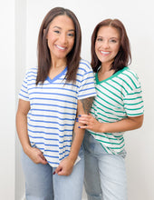 Load image into Gallery viewer, Only One Striped V-Neck Top in K Green