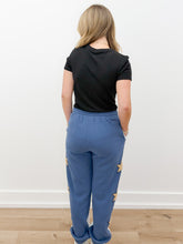 Load image into Gallery viewer, Don't Let Me Down Color Sweatpants with Star Detail in Grey/Navy