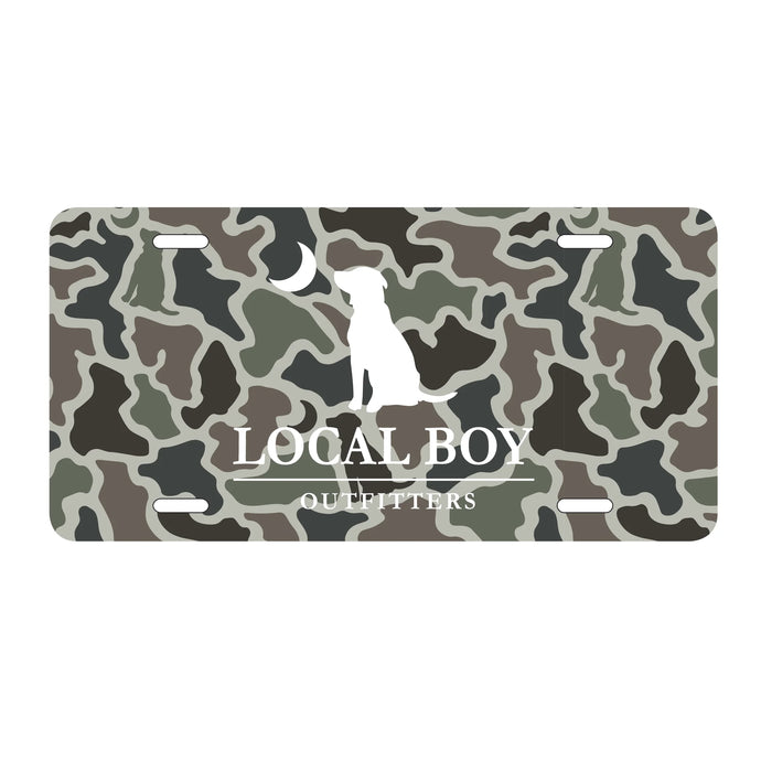 Local Boy Dog & Moon Camo License Plate