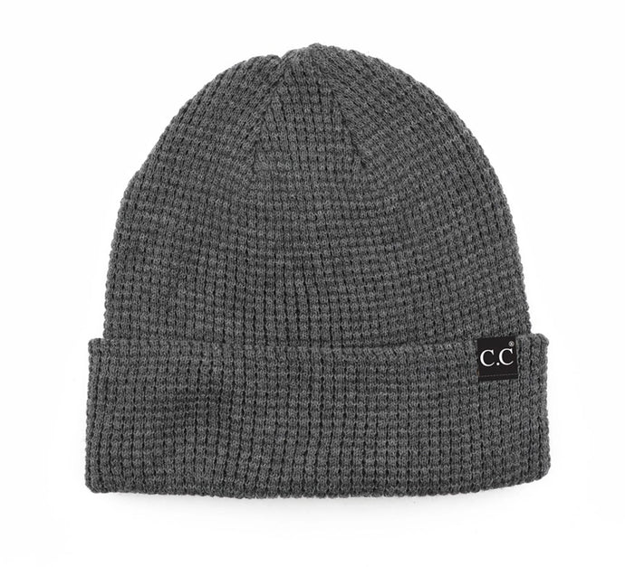 CC Waffle Knit Beanie Dark Melange Grey