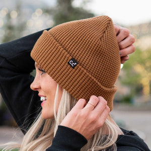 CC Waffle Knit Beanie CH Brown