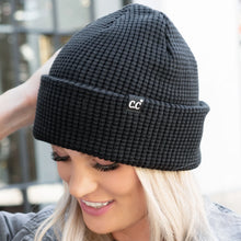 Load image into Gallery viewer, CC Waffle Knit Beanie Black