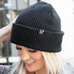 CC Waffle Knit Beanie Black