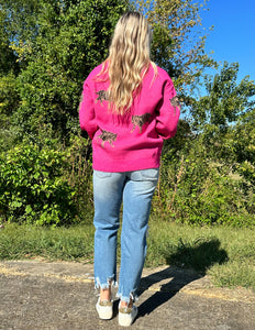 Typically Yours Tiger Sweater Fuchsia