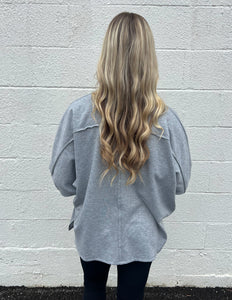 Busy Days Ahead Oversized Henley Top H. Grey