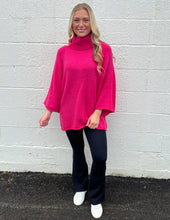 Load image into Gallery viewer, Save Me The Trouble Dolman Turtleneck Sweater Hot Pink