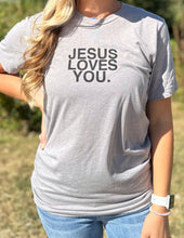 Load image into Gallery viewer, The Addyson Nicole Company Smile Jesus Saves SS Tee Ath. Grey
