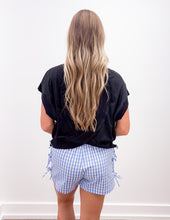 Load image into Gallery viewer, Lulu Mac BB Button Bow Gingham Boxer Shorts Light Blue