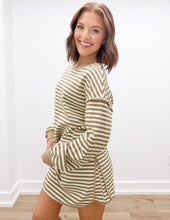 Load image into Gallery viewer, Missy Stripe Textured Pullover Top/Skirt Set in Brown