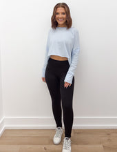 Load image into Gallery viewer, Some Never Do Cotton Slub Cutout Back LS Top in Blue