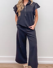 Load image into Gallery viewer, Broken Down Ruffle Top and Pants Set in Black
