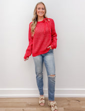 Load image into Gallery viewer, Surrounded By You Tie Neck Sweater in Red