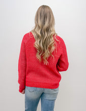 Load image into Gallery viewer, Surrounded By You Tie Neck Sweater in Red