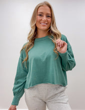 Load image into Gallery viewer, I Need You More Oversized LS Cropped Top in Dk. Green
