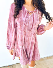 Load image into Gallery viewer, Holiday Lovin&#39; Velvet Mini Flare Dress in Mauve