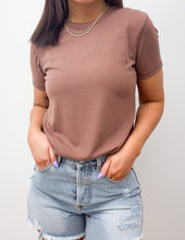 Load image into Gallery viewer, Just Your Basic Ribbed Knit T-Shirt in Red Bean
