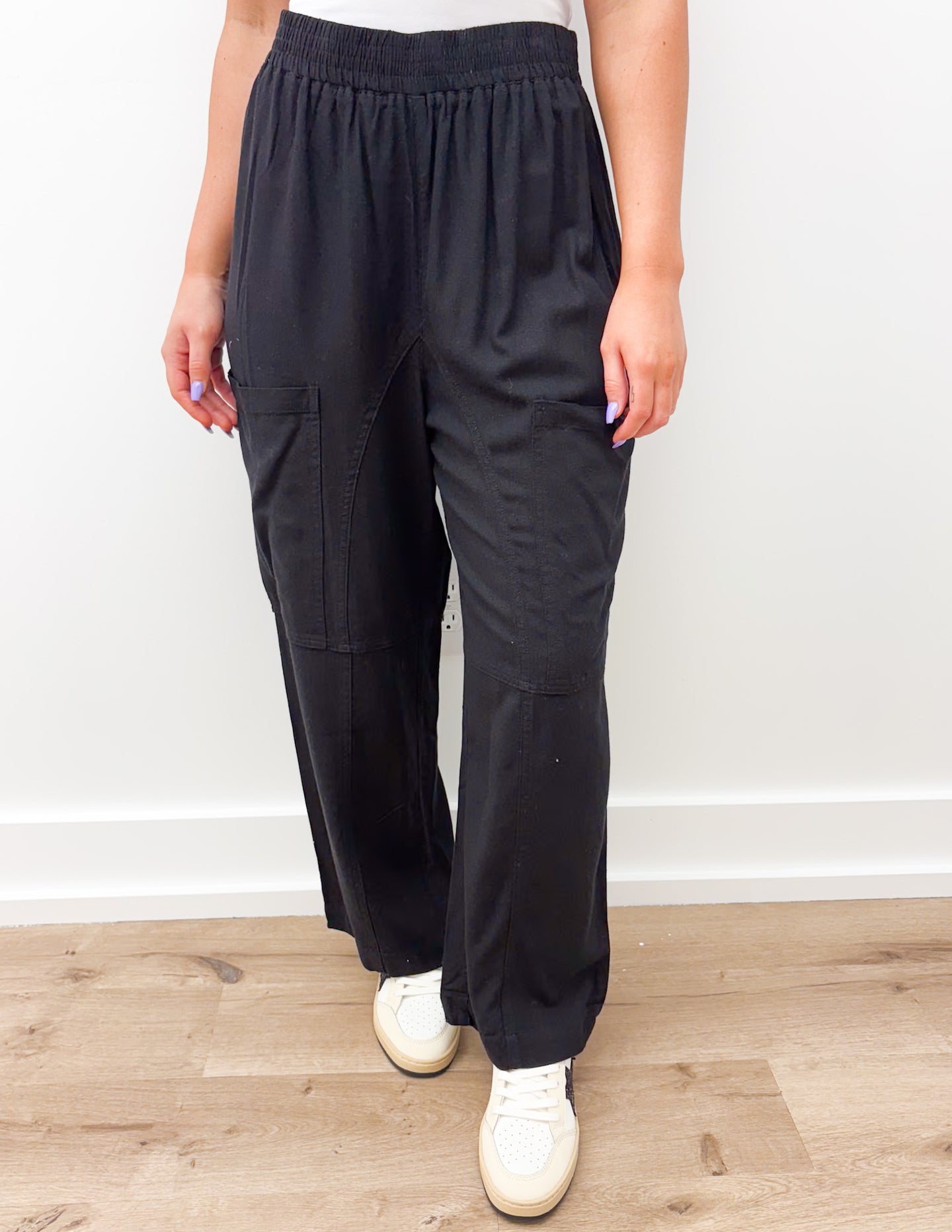 Come Alive Cotton Linen Textured Pants in Black